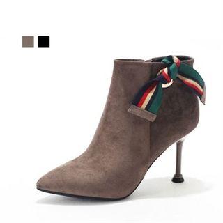 Ribbon-trim Ankle Boots