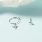 Set: Star Drop Earring + Ear Stud 1 Pair - Silver - One Size