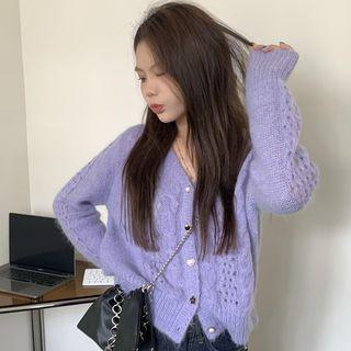 Long-sleeve Pointelle Cardigan