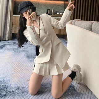 Pleated Skirt / Asymmetric Blazer
