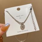 Rhinestone Heart Necklace X813 - Silver - One Size