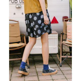 Band-waist Polka-dot Shorts Dark Blue - One Size