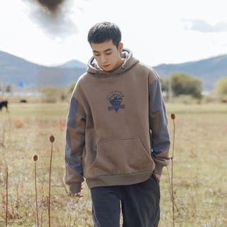 Graphic Print Color Block Hoodie