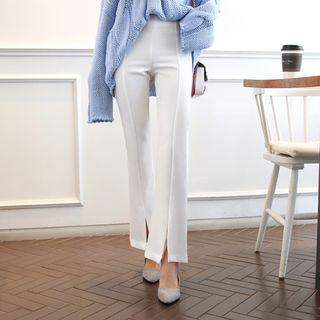 Zip-side Slit-hem Dress Pants