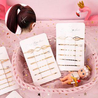 Set: Hair Pin (various Designs) Set Of 6 - Gold - One Size