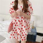 Short-sleeve Strawberry Print Sleep Dress / Sleep Top / Shorts / Set