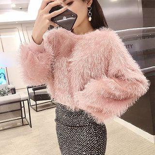 Set: Furry Pullover + Sequined Pencil Skirt