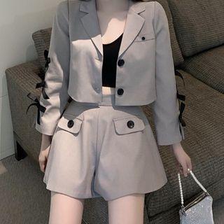 Ribbon Cropped Blazer / Shorts