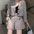 Ribbon Cropped Blazer / Shorts