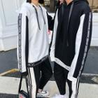 Couple Matching Contrast-trim Lettering Hoodie