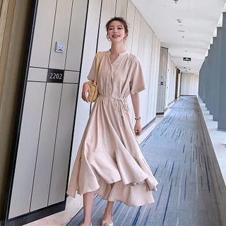 V-neck Irregular Slim Fit Dress