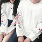 Couple Matching Flower Embroidered Pullover
