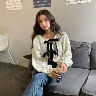 Beribboned Crop Cardigan