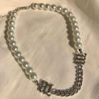 Faux Pearl Necklace 1 Pc - Silver - One Size