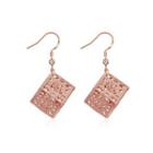 Fashion Elegant Plated Rose Gold Openwork Geometric Square Earrings Rose Gold - One Size