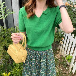 Details Crop Polo Shirt