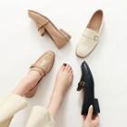 Low-heel Belted Faux-leather Loafers