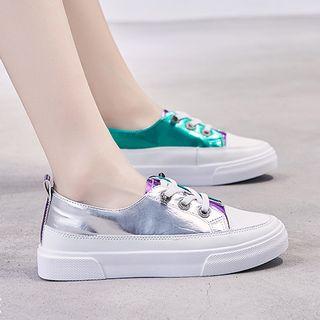 Metallic Paneled Lace Up Sneakers