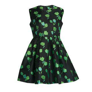 Sleeveless Patterned Pleated A-line Dress