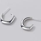 Geometric Sterling Silver Open Hoop Earring 1 Pair - Silver - One Size