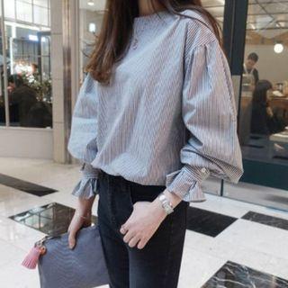 Long-sleeve Pinstriped Top As Shown In Figure - One Size