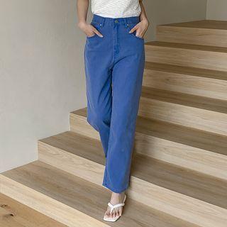 Vivid Washed Wide-leg Jeans