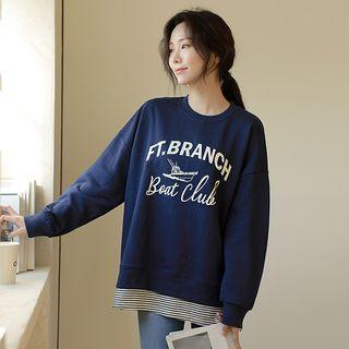 Illustrated Stripe-layered Sweatshirt
