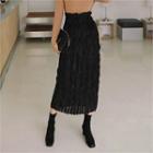 Velvet-trim Crinkled Long Skirt