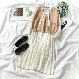 Knit Vest / Tie-neck Shirtdress