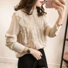 Mock-neck Lace Panel Top