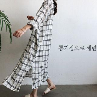 Plaid Maxi Robe Cardigan