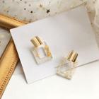 Gold Leaf Resin Square Dangle Earring 1 Pair - Earring - Gold & Transparent - One Size