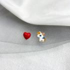 Non-matching Alloy Unicorn & Heart Earring 1 Pair - 925 Silver Stud Earring - Heart & Dog - One Size