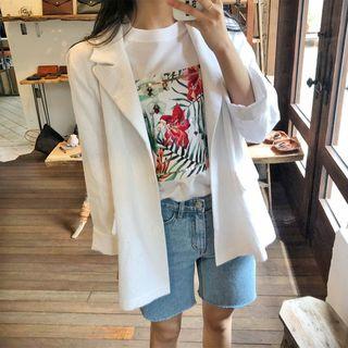 Short-lapel Two-button Linen Blazer