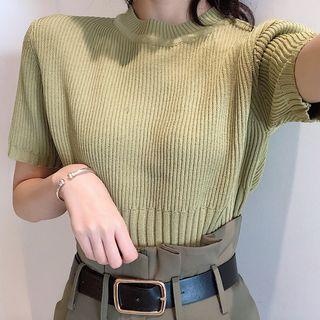 Plain Short Sleeve Knit T-shirt / Plain Straight Cut Pants