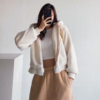 Brushed Faux-fur Hooded Jacket