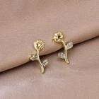 Rhinestone Alloy Flower Earring E3195 - As Shown In Figure - One Size