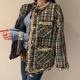 Color-block Button-up Cardigan