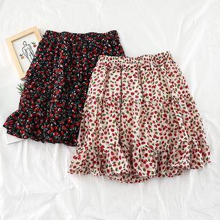 A-line Floral Chiffon Mini Skirt