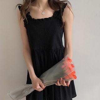 Pleated Strappy A-line Dress / Midi Dress