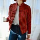 Quilted Buttoned Plaid Jacket