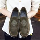 Genuine-leather Embroidery Stitched Loafers