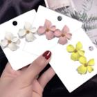 Matte Irregular Flower Earring Silver Needle - Pink - One Size