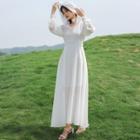 Long-sleeve Hooded Chiffon A-line Dress