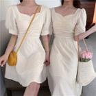 Short-sleeve Crinkled Midi / Mini A-line Dress