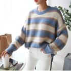 Wool Blend Striped Boxy Sweater