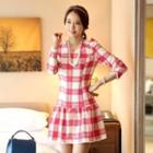 Ruffle-hem Check Dress