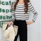 Striped Long-sleeve Cropped Sweater