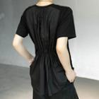 Short Sleeve Color Block Crinkled Tee