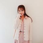 Faux-pearl Buttoned Pointelle-knit Cardigan